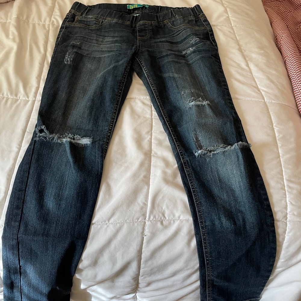 Tyte Jeans Dark Blue Distressed Skinny Jeans